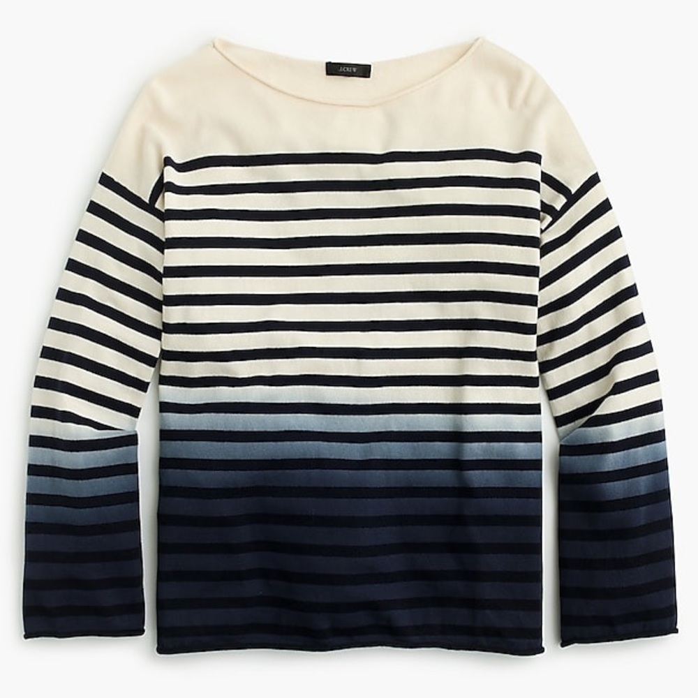 J Crew Dip Dye Striped Sweater